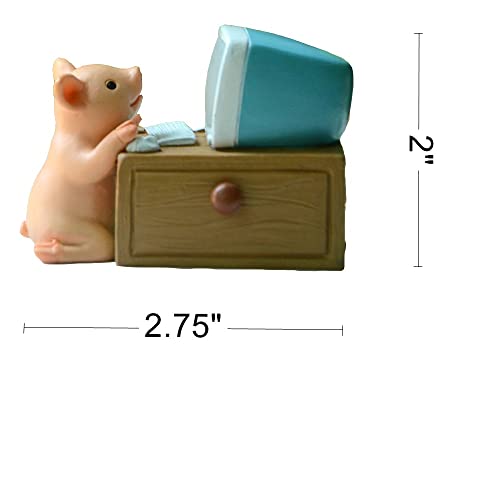 Gemmia Miniature Fairy Garden Pig Figurines- Use Computer Pig - Image 2