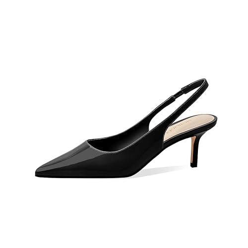 Women's Kitten Heel Slingback Pointed Closed Toe Pumps Dress Shoes for Women Low Stiletto Heels for Women Comfy Dressy Heels4