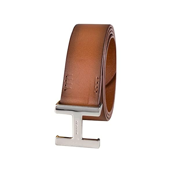 Tommy Hilfiger Women's H Plaque Buckle Leather Casual Belt, Tan, Medium, Tan, Medium