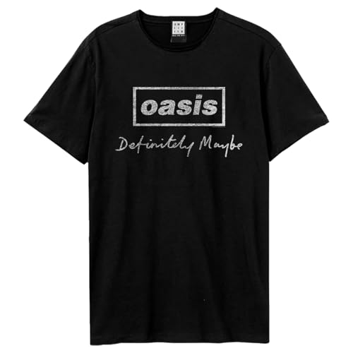 T-Shirt Definitely Maybe Distressed Amplified au Look Effet Usé Authentique Noir Taille S