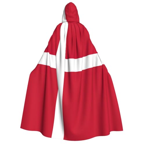 Cape à capuche médiévale drapeau danois 140 cm pour costume cosplay