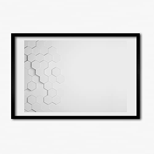 Cadre en bois moderne 60x40 cm de qualité premium avec élégant fond d'hexagones