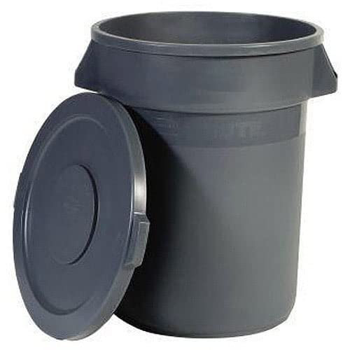 32 gal Garage Trash Can with Lid, Grey Garbage Can, Crush