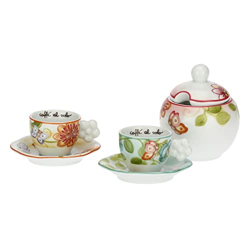 Barattolo Per Espresso In Porcellana Toscana - Capacit&agrave; 1.8L, Design Decorato, Stile Country