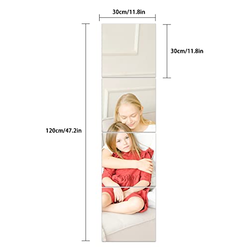 4Pcs Acrylic Wall Mirror Full Length Body Mirrors For Bedroom,Unbreakable Over The Door Mirror Tiles,Gym Mirrors For Home Gym,Self Adhesive Frameless Mirror For Wall Decor (12"X12") #TOP1