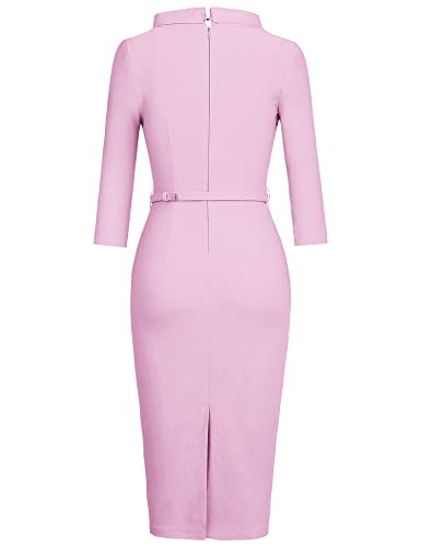 Image of MUXXN Women's 1950s Vintage 3 /4 Sleeve Elegant Collar Cocktail Evening Dress