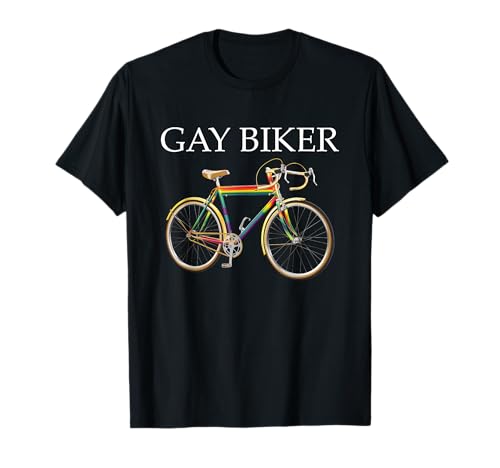 Vélo arc-en-ciel gay Biker LGBTQ Cycliste Streetwear Rainbow Bike T-Shirt