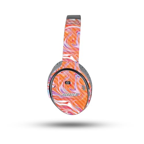 Image of MightySkins Carbon Fiber Skin Compatible with Bose QuietComfort 35 II Headphones - Orange Swirl | Protective, Durable Textured Carbon Fiber Finish | Easy to Apply