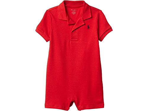 POLO RALPH LAUREN Baby Boys Cotton Interlock Polo Shortall (RL 2000 Red(4001)/Navy, 12 Months)