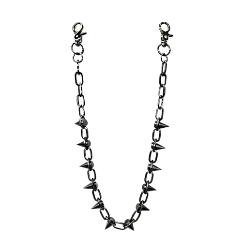 CJYBYLK Wallet Chains for Men Women,Rivets Chain Biker Jeans Keychain for Heavy Accessories Punk Hip Hop Style Accessory (Black)