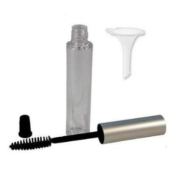 Empty Mascara Tube With Wand Applicator and funnel for Oil - Perfume And Castor Oil - Ideal Kit for DIY Cosmetics - 8 mL - Includes 1 brush wand, 1 tube, 1 rubber insert and 1 funnel
