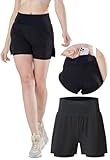 LifeSprint ランニングパンツ レディース インナー付き ショート 軽量 速乾 通気性 スポーツ マラソン ジョギング トレーニング ポケット付き Statim (JP, アルファベット, M, ブラック)