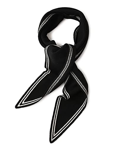 100% Cashmere Diamond-Shaped Small Neck Scarf, Super Soft Warm Knitted Neckerchief for Women Girls, Spring Autumn Versatile Triangle Scarf Short Knit Collar Scarves for All Seasons, Best Gift Black