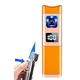 Metall-Feuerzeug mit dreifacher Flamme, mit LED-Anzeige, winddicht, multifunktional, für Grill, Kerzen, Outdoor