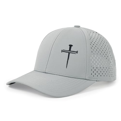 Image of Jesus 3 Nail Cross Hat Christian Religious Gifts for Christma with Embroidered - Adjustable Snapback Baseball Cap