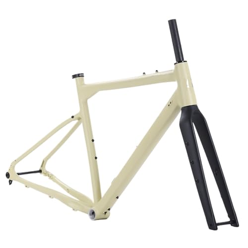 Gravel Bike Frame Thru Axle Design with Carbon Fiber Front Fork 458/505mm Standard Size Frameset(Khaki,505mm(173-185cm))
