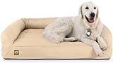 K9 Ballistics Tough Orthopedic Large Bolster Dog Bed - Washable, Durable and Water Resistant Dog Bed - Made for (L) Large Big Dogs, 40"x34", Sandstone