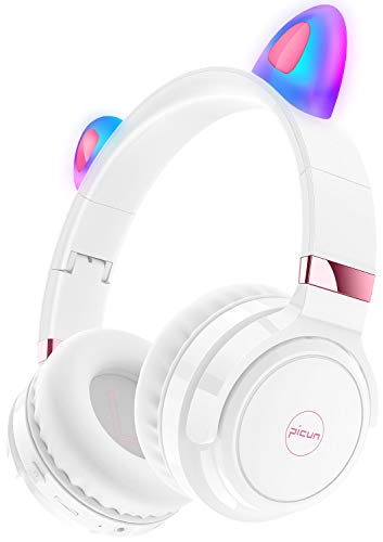 Picun B29 Kids Headphones with Microphone Wireless Bluetooth 5.0 40 Hours Playtime Wireless Over-Ear Headphones for Kids Girls Boys Stereo Sound for Online Learning Tablet Cover