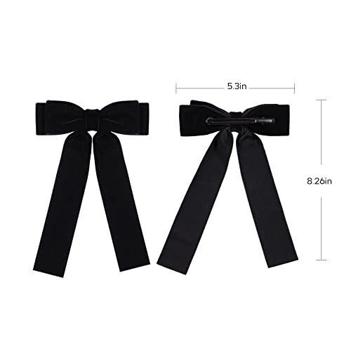 2Pcs Handmade Velvet Bow Hair Clips, Headbands For Women Girls, Elegant Hair Ties Hair Styling Accessories, Hair Band Set, Gifts For Mom, Yoga Outdoor Headdress Decor, Black And White #TOP1
