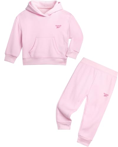 Reebok Toddler Girls Sweatsuit 2 Piece Set Fleece Hoodie Jogger Sweatpants - image 1