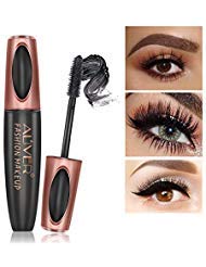 4D Silk Fiber Lash Mascara, Waterproof & Long Lasting Voluminous Eyelash Extension for Big Eyes Thickening Curling Lengthening Lashes 4D Mascara Warm Water Washable, Black