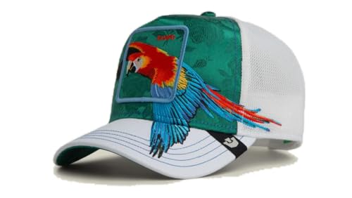 Goorin Bros. Casquette Trucker Honduras Macaw The Farm, vert avec perroquet brodé, maille blanche