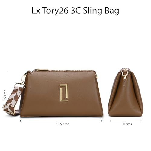 Image of Lavie Luxe Women's Tory26 3-Compartment Crossbody Sling Bag | Ladies Purse Handbag | Gift for Women