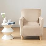 Velvet Banquet Armchair Slipcovers Soft Chair Covers Armchair 1-Piece Stretch Chair Covers for Living Room Nonslip Outdoor Armchair Slipcover Kids Pets Friendly Furniture Protector,Beige Gray - Image 2