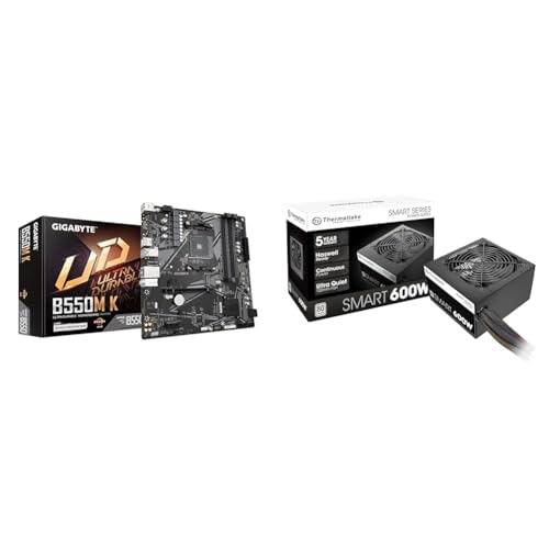 Image of GIGABYTE B550M AMD AM4 Micro ATX Motherboard and Thermaltake 600W ATX 80 Plus Certified Power Supply Bundle