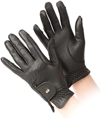 Aubrion Shires Equestrian Leather Riding Gloves - Childs (Black, Large)