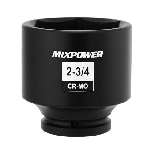 Image of MIXPOWER 3 /4 inch Drive Shallow Impact Socket, CR-MO, 2-3 /4 inch, SAE, 6 Point, Axle Nut Impact Grade Socket for Easy Removal