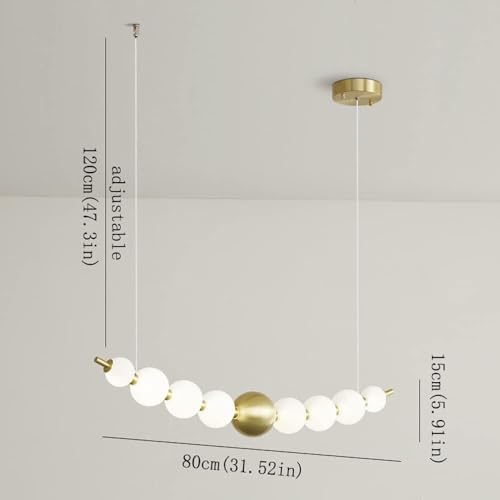 Lustre suspension LED en laiton doré pour plafond de salon et café moderne