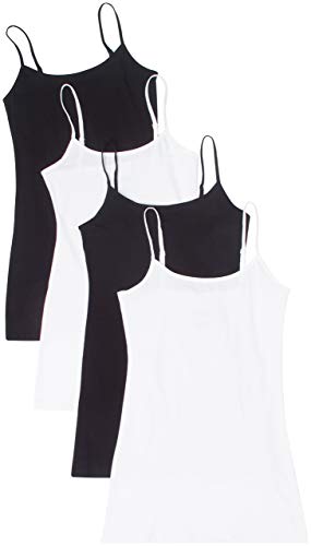 4 Pack Active Basic Women's Basic Tank Top (1X,Black/Black/White/White)