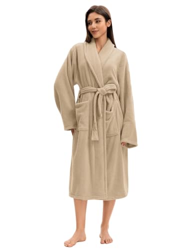 Image of Soft Robe For Women,Warm Plush Bath Robes Female,Spa Towel After Shower Lightweight Long Bathrobe