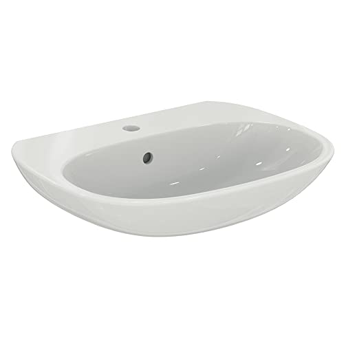 Originale Ideal Standard Ideal Standard - Tesi, Lavabo da 60cm per installazione a muro, Con foro centrale per la rubinetteria, Con foro troppopieno, Bianco