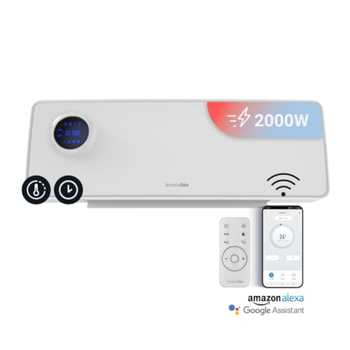 UNIVERSALBLUE Split da bagno con WiFi | Riscaldatore bianco 2000 W | Telecomando a distanza | basso consumo | 4 modalità di funzionamento
