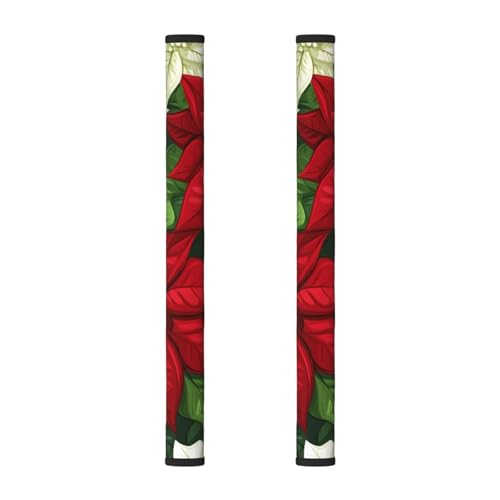 Poinsettias - Juego de 2 fundas para manija de puerta de refrigerador, diseño de flores rojas para nevera, microondas, estufa, horno, lavavajillas