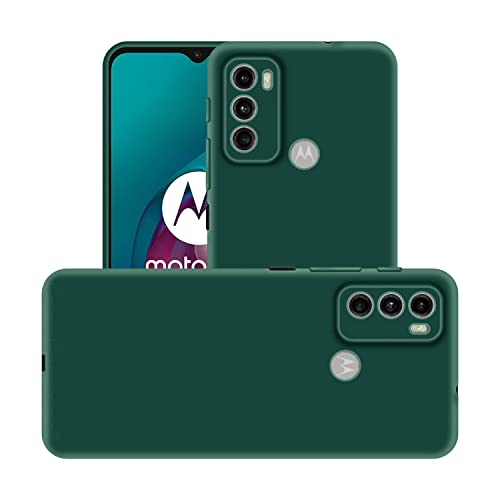 Image of Case Creation Liquid TPU Silicone Cover for Moto G60 Soft Case,Anti-Dirty Slim Case Frosted Matte Cute Candy TPU Raised Bezel (Splash of Color) Back Case Cover for Motorola Moto G60 -Lake Green