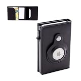 Porte-Cartes Pop-Up avec AirTag | Portefeuille avec Protection RFID et NFC | SmartWallet pour AirTag, Cartes et factures | Porte-Monnaie Anti-Perte (Noir)