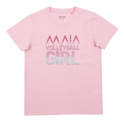 Image of KlothoMAIA Volleyball Graphic T-Shirt Girls' Sequin & Print T-Shirt - Sparkle, Style & Everyday Comfort