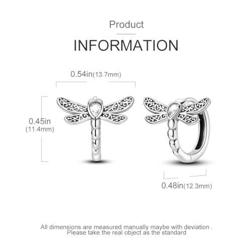 Hapour 925 Sterling Silver Hoop Earrings for Women Small Hoop Earrings Dragonfly Flower Cartilage Helix Earrings3