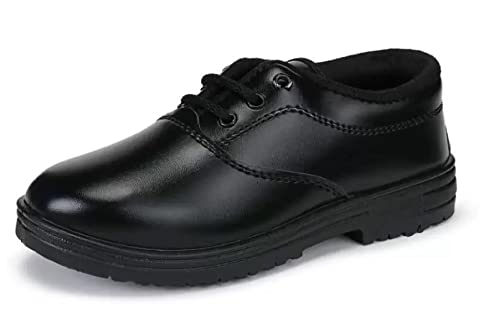 Image of Kids School Uniform Shoes, Memory Foam Cushion, Black Lace-up, Lightweight