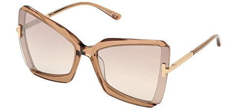 Tom Ford FT0766 Shiny Beige 57G FT0766 Butterfly Sunglasses Lens Category 2 Siz