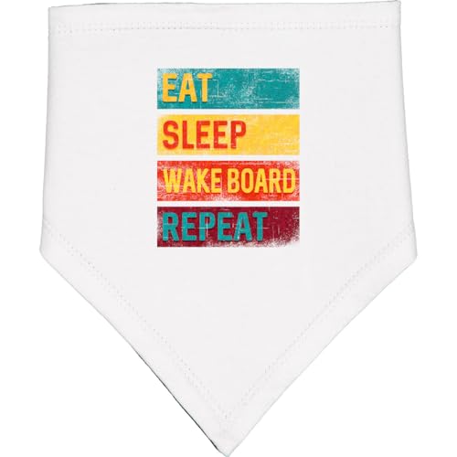 inktastic Wakeboarding Eat Sleep Wakeboard Repeat Baby Bandana Bib White and Black 3468a