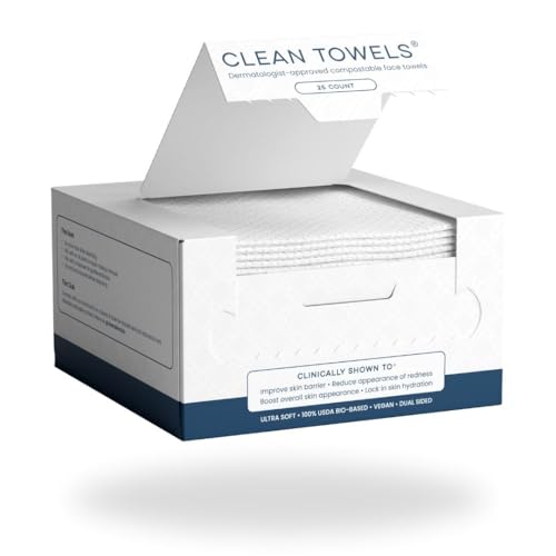 Clean Skin Club Toalhas limpas | Worlds 1ST Toalha de rosto biodegradável | Toalhetes descartáveis p