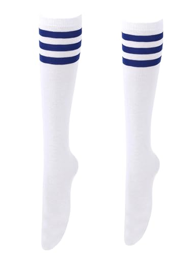 Image of Women's Knee High Athletic Socks Casual Stripes Tube Socks Outdoor Sport Socks