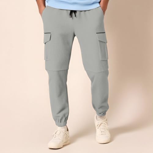 Hawyet Tapered Cargo Pants for Men Ankle Length Elastic Waist Drawstring Multi Pockets Casual Outdoor Tactical Pants2