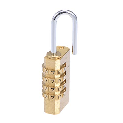 Image of uxcell 4 Digit Combination Padlock Brass Lock 3mm Shackle Dia 21mm Body Width Weatherproof Fence Gate Gym Locker Lock for Travel Outdoor