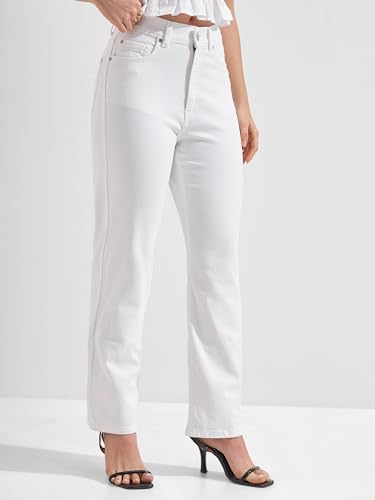 Image of Tokyo Talkies Women Slim Fit White Solid Jeans