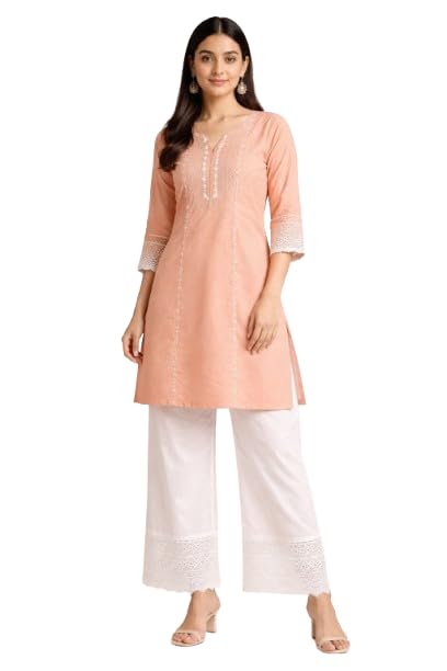 urban kanya Women Cotton White Lace Panel Palazzo Pants – Free Size Elastic Waist Ethnic Plazoo | Wide Leg Full Length Kurti Bottom Wear-picture-27